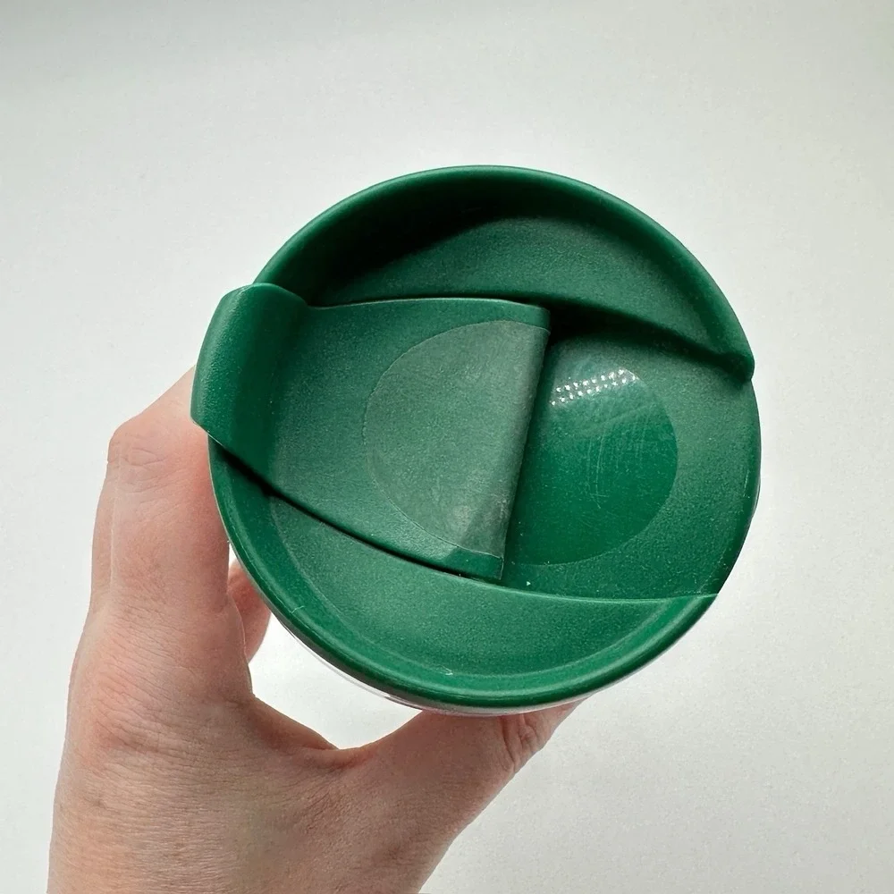 Y2K Starbucks Seville‎ Tumbler Travel Coffee Mug Green Flip Top 2004 Insulated